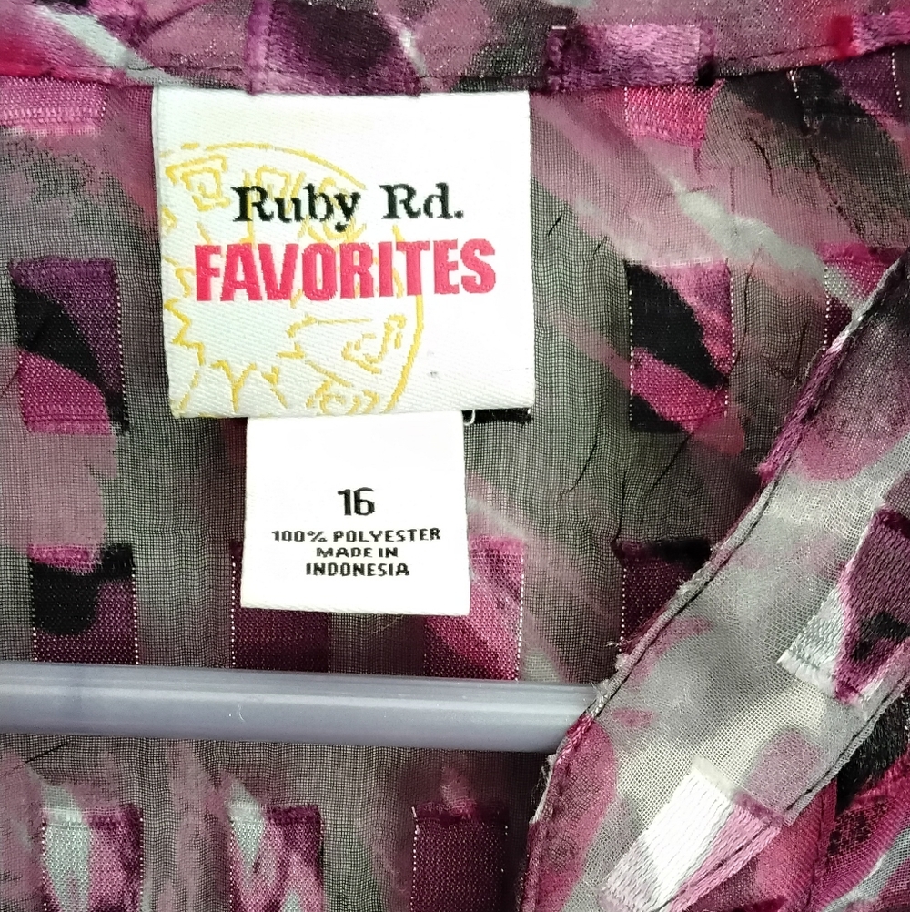 Ruby Rd. Purple / Silver Abstract Button-Front Blouse - Picture 2 of 7
